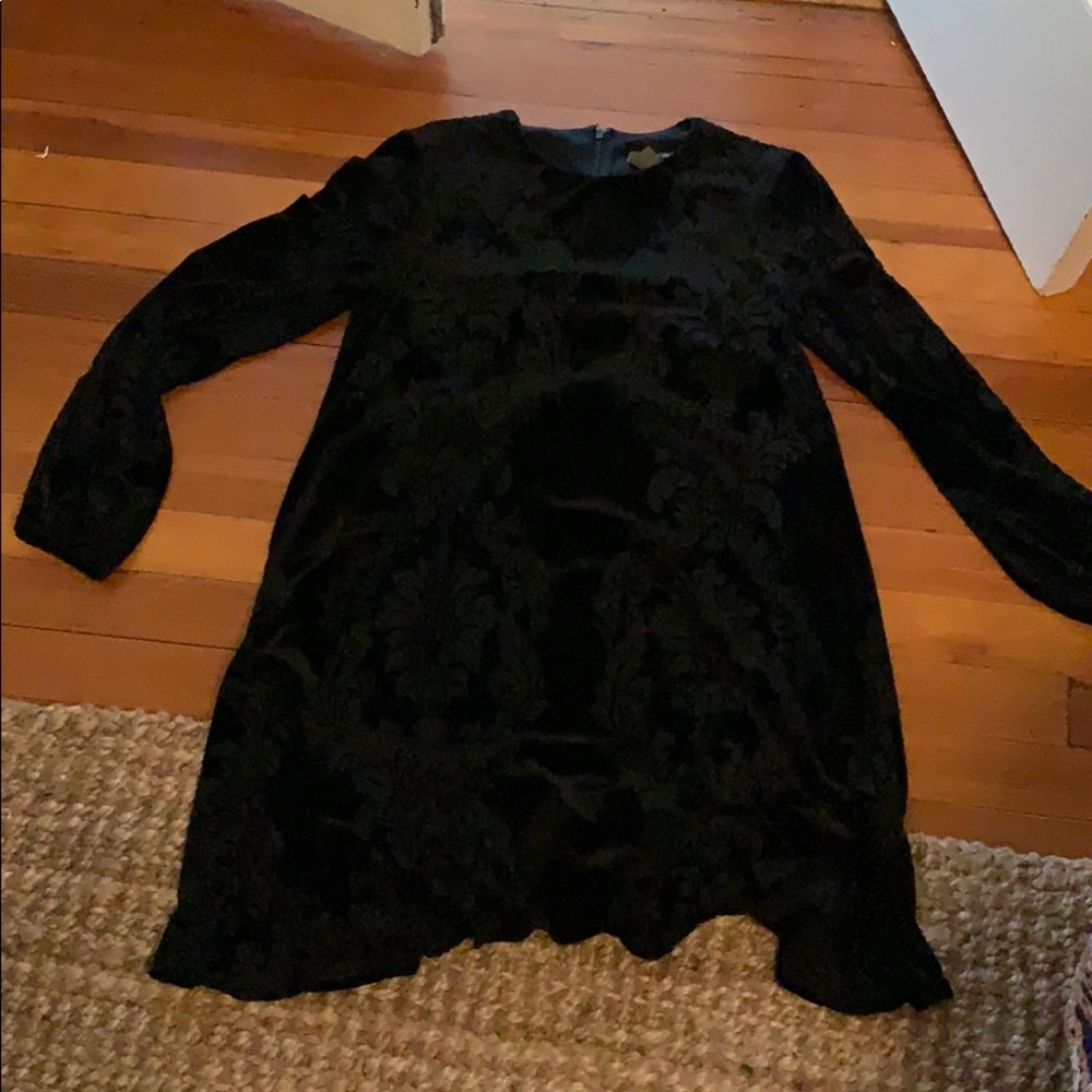 Black velvet maternity dress